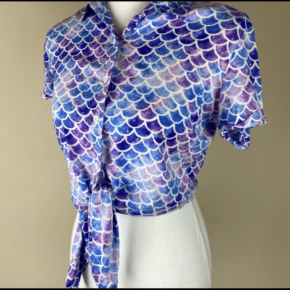 Spencer’s mermaid scale galaxy button up top